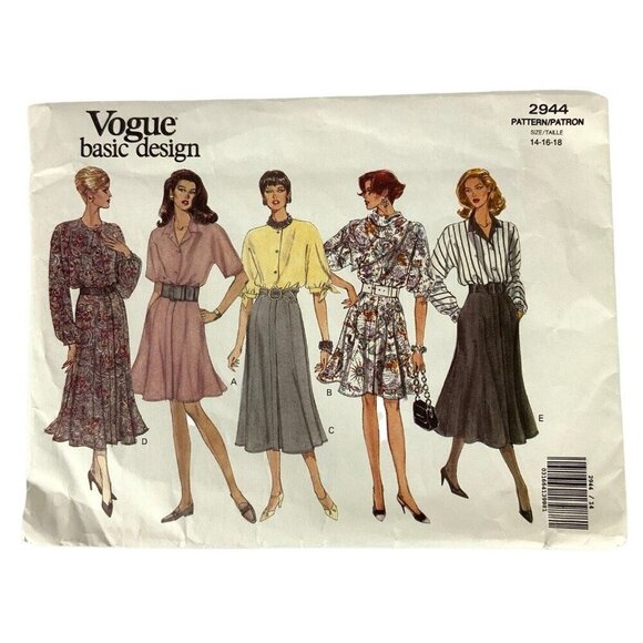 Vogue 2944 Misses Blouson Dress & Flared Skirt Sewing Pattern Sizes 14-18 - Picture 1 of 3